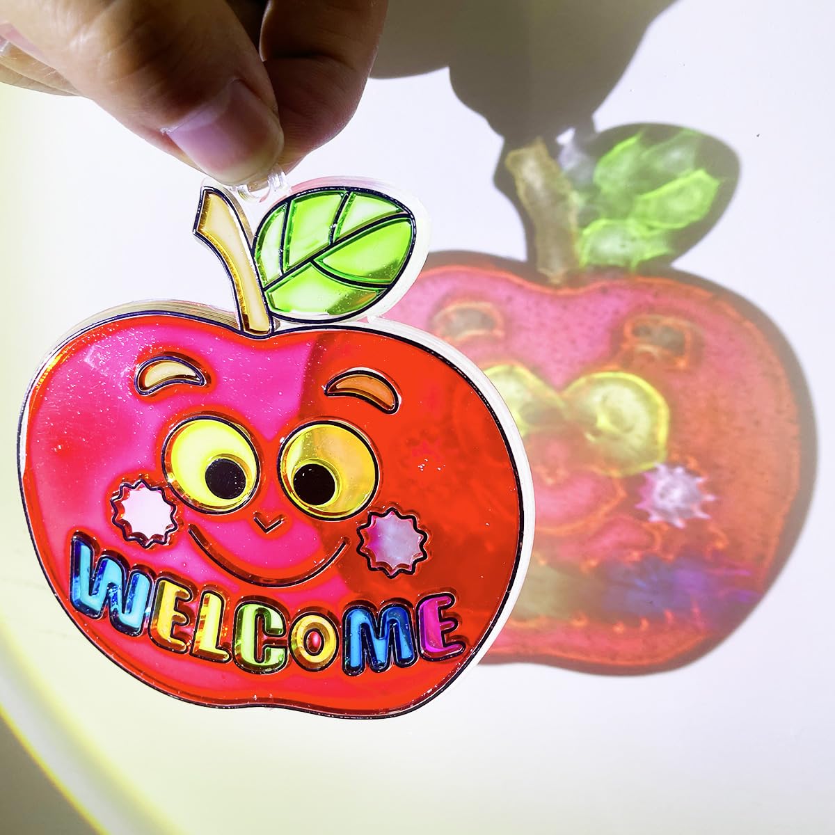 30 Sets Suncatcher Kit Back to School Suncatchers Apple Pencil Window Paint Art Drawing DIY Craft Kits Sun Catchers First Day of School Supplies for Stationery Party Gift Exchange Classroom Activities