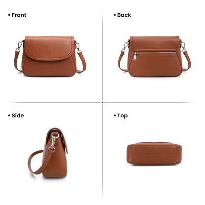 befen Genuine Leather Purses for Women Trendy, Women's Small Cross Body Saddle Bag Purse with RFID Card Slots - Cognac Brown Crossbody Bags 2026 Summer