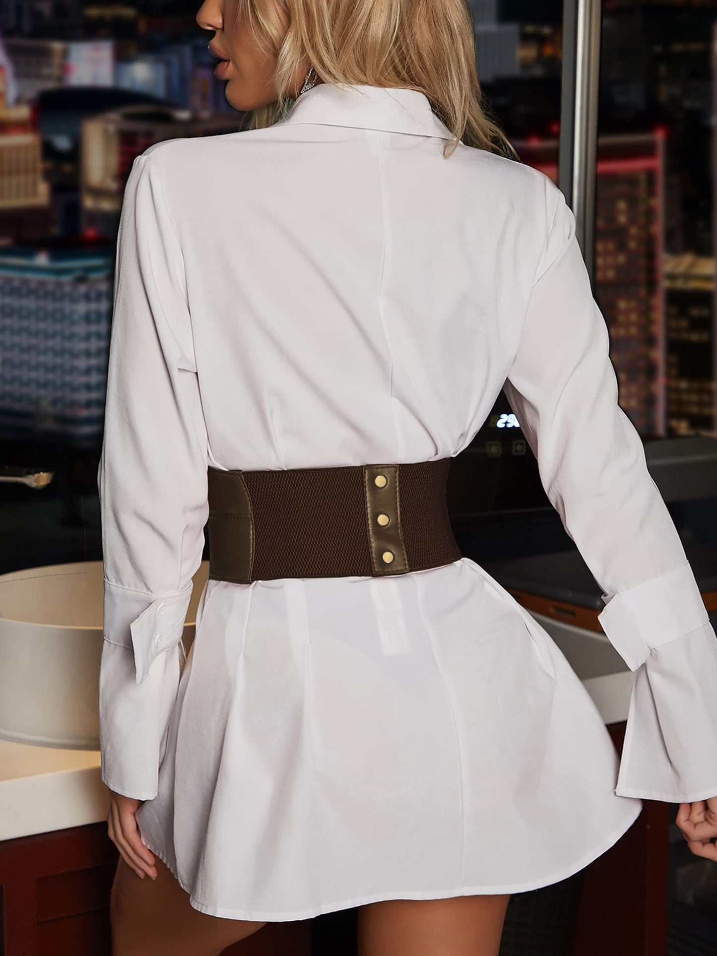 Alivila.Y Fashion Women's Faux Leather Underbust Waist Belt Corset A14-Dark Brown-M