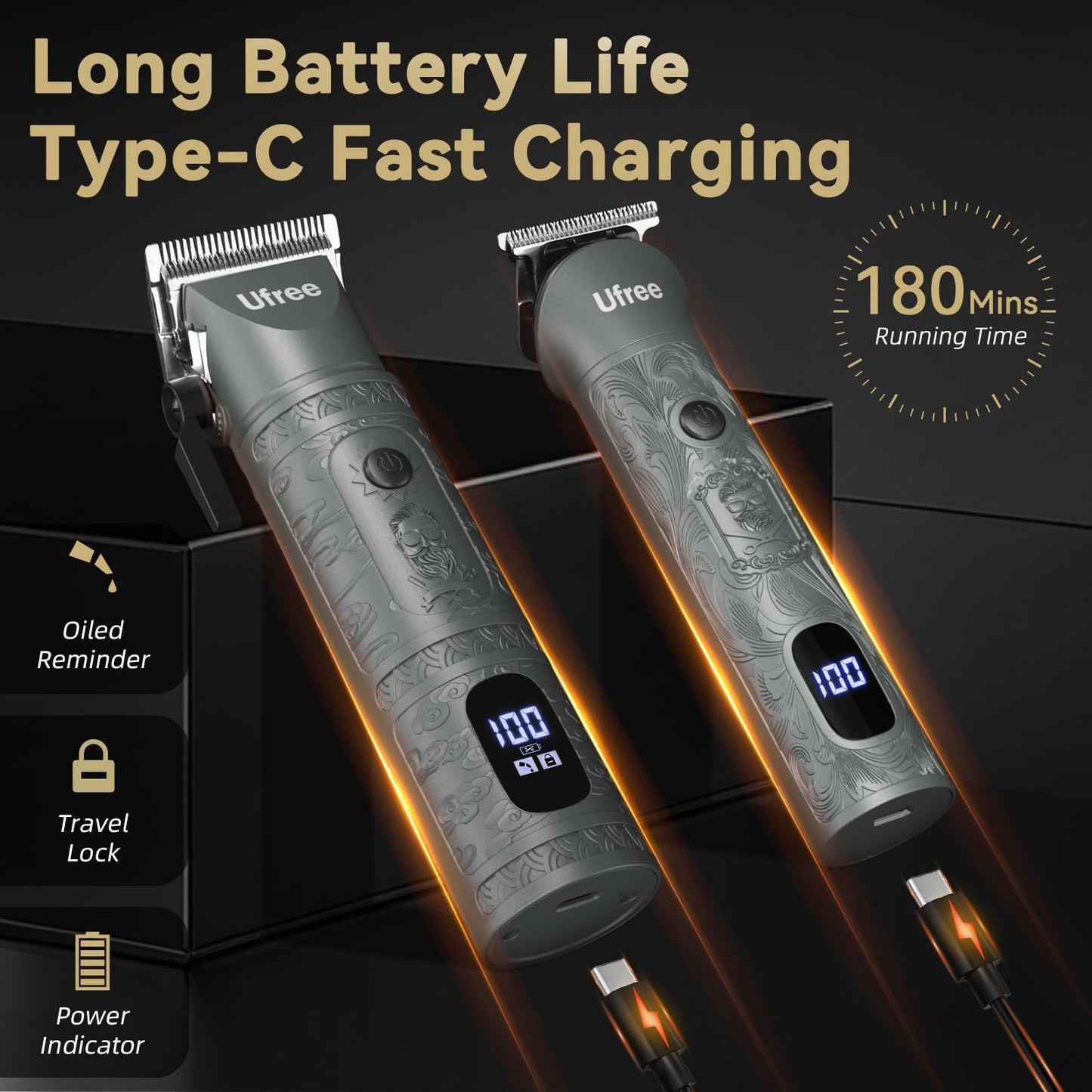 Ufree Beard Trimmer for Men Professional with Hair Clippers, Barber Clippers and Trimmers Set, Electric Razor Shavers for Men, Cordless Mens Grooming Kit for Nose, Ear, Face, Hair, Gifts