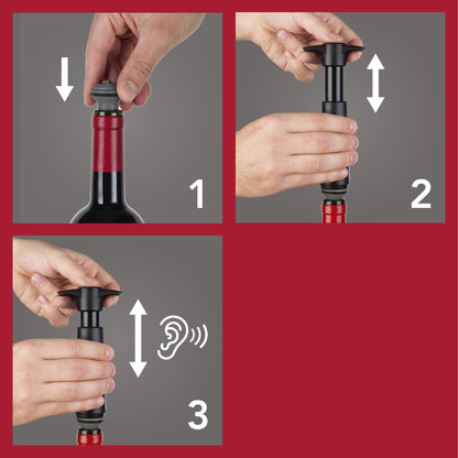 Vacu Vin Wine Saver Vacuum Stoppers – Set of 6 – Gray – Airtight Seal for Opened Bottles – Preserves Wine Freshness Up to 10 Days – Reusable & Dishwasher Safe – For Wine Saver Pump