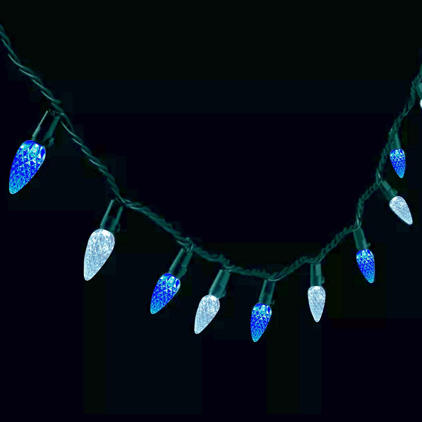 MXTCLM C6 Christmas Lights 50 LED Blue + Cool White Strawberry 18ft Waterproof String Lights for Outdoor Indoor Garden Yard Home Party Christmas Tree Decoration(Blue+Cool White)
