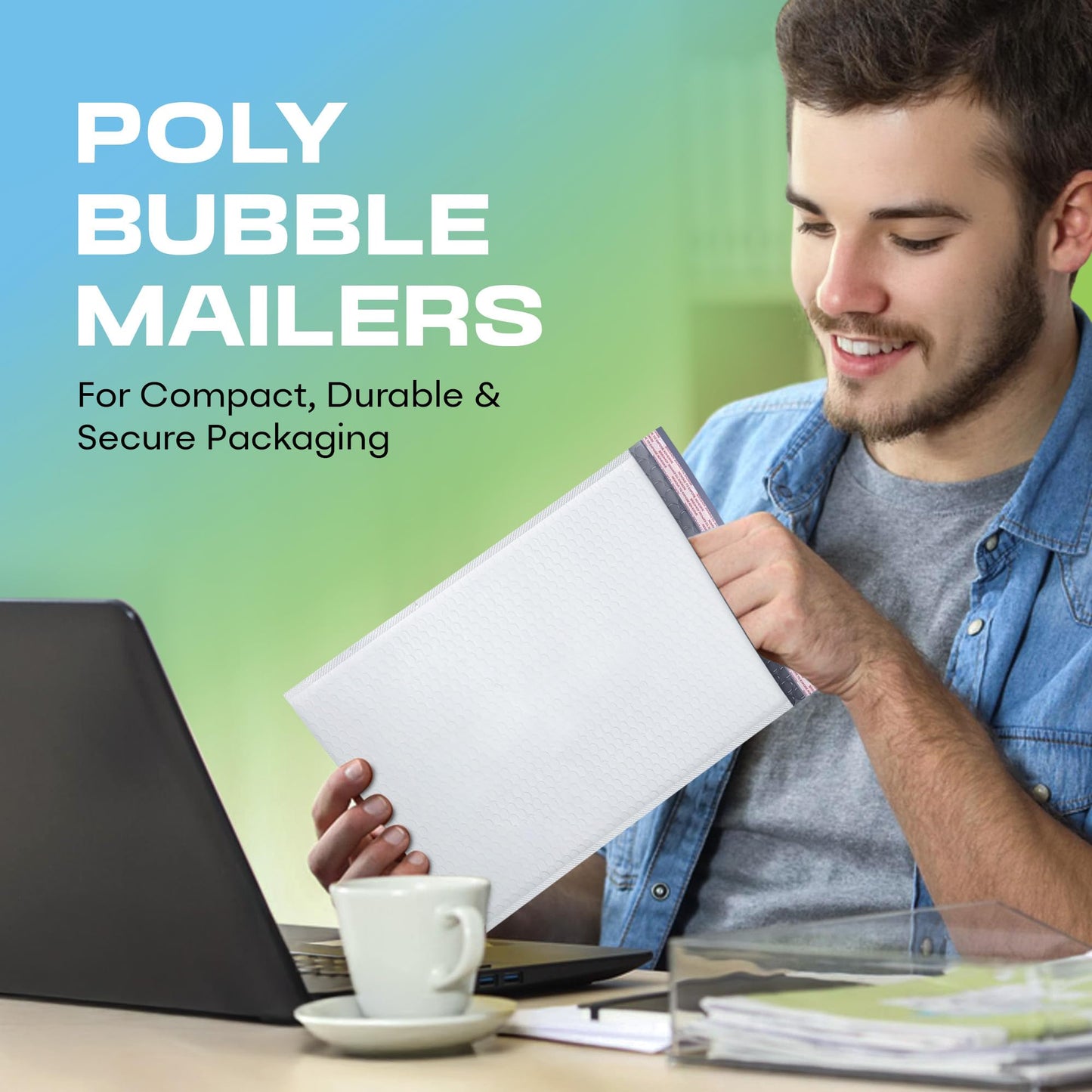 White Poly Bubble Mailers 8.5x12 inch #2 | Self Seal Padded Envelopes | Cushioned Bubble Mailer | Usable Size 8.5x11 | WaterProof | Lightweight mailing Shipping Bags | US Made | 200 Pack Bulk