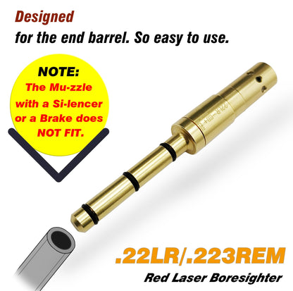 BOOLIT EYE .22LR/223REM Special Laser Boresighter End Barrel Laser Bore Sight Accurately and Easy to Fit Revolvers Pistols Rifle and Air Guns(.22LR/223REM)
