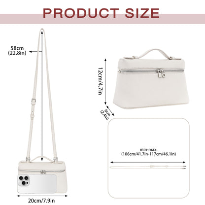 Larcenciel Elegant Small Leather Crossbody Purse for Women, Trendy Cream White Shoulder Bags with Zipper Closure & Adjustable Strap, Cute Top-Handle ladies Handbags for Everyday Work Wedding Going Out