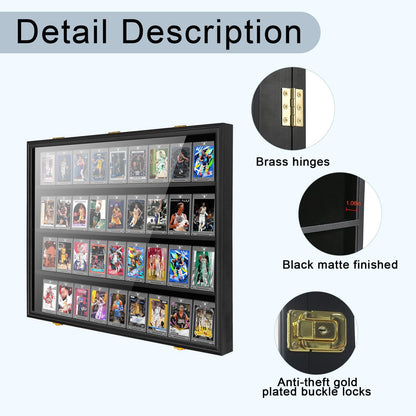 Hactyn 36 Baseball Card Display Case 1 Pack, Graded Sports Card Display Frame Lockable with UV Protection, Large Wall Cabinet for Football Hockey Basketball Trading Cards 1 Pack