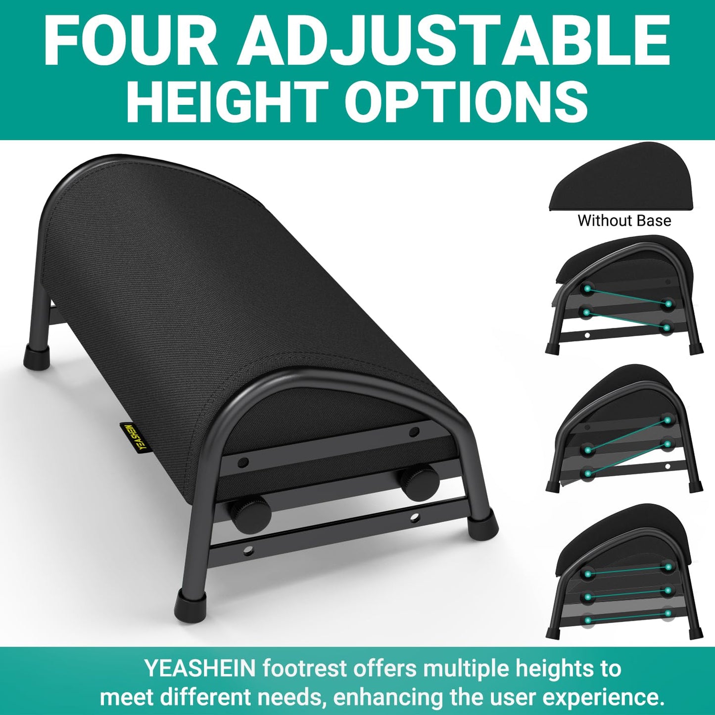 YEASHEIN Adjustable Foot Rest for Under Desk at Work, Ergonomic Foot Stools with 7 Positions, Elevated Cushion Under Desk Footrest with Metal Frame, Leg Rest Used for Home, Car, PC Gaming Accessories