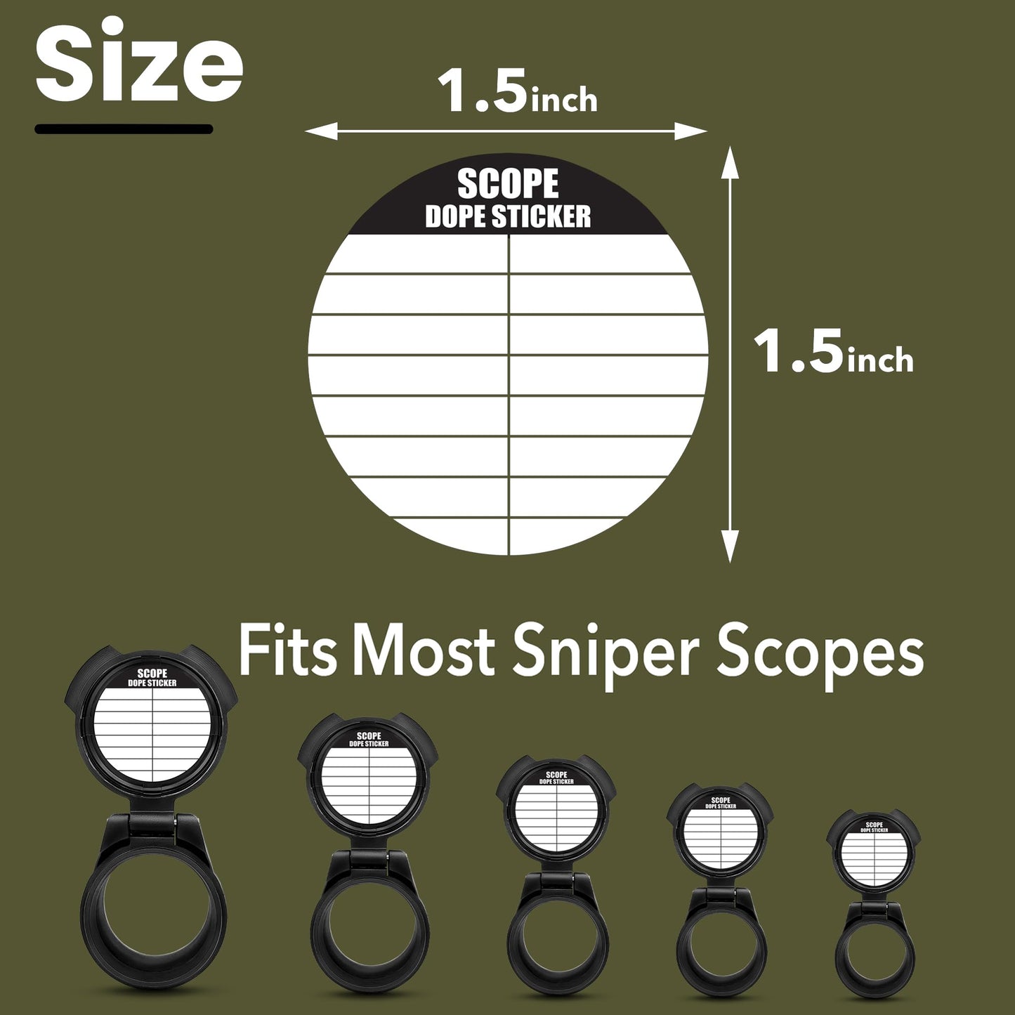 12 Writable Scope DOPE Stickers for Shooting -Fits Most Rifle Scope Caps