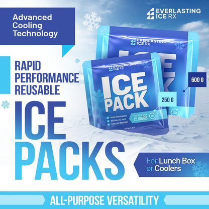 Rapid Performance Reusable Ice Packs for Lunch Boxes, Lunch Bags or Coolers | 4 Pack | Cold for Up to 12 Hours | Ice Packs for Cooler, Long Lasting for Camping, Outdoors & Beach