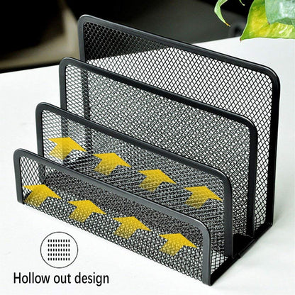 wishacc Desk Mail Organizer Small File Holders Letter Organizer Metal Mesh Document/Filing/Folders/Paper Organizer for Desktop