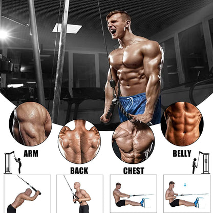 Taeku LAT Pulley System for Home Gym – Strength Training Fitness Equipment Cable Machine for Triceps, Biceps, Back & Shoulder Workouts (100'' Nylon)
