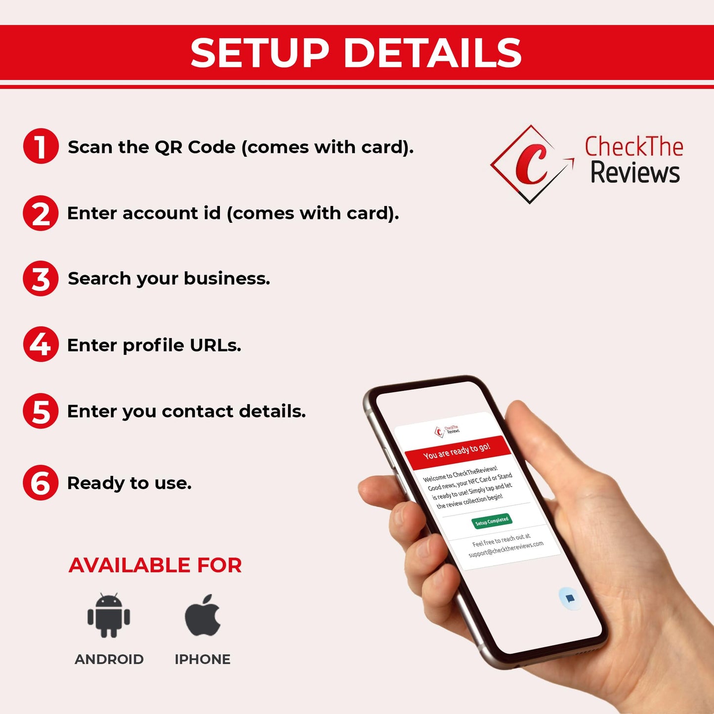 Check The Reviews Digital NFC Card - Smart Gadget for Reputation Management - Compatible with Google, Facebook, TripAdvisor - NFC Card for Customer Feedback via QR Code or Tap (3 Pack)