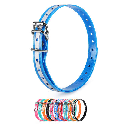 LuckinPET Replacement Collar Strap, Compatible with Petsafe,PATPET,Sportdog,Garmin,Dogtra,etc Most Training Collar/Fence Reciever, 3/4',Reflective,Adjustable,Metal Buckled,Waterproof (Blue)