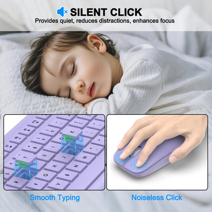 Wireless Keyboard and Mouse Combo, Full Size Silent Ergonomic Keyboard and Mouse, Long Battery Life, Optical Mouse, 2.4G Lag-Free Cordless Mice Keyboard for Computer, Mac, Laptop, PC, Windows