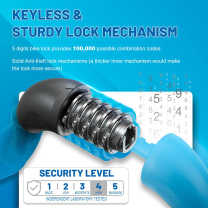 APECYC Bike Lock, 4FT Heavy Duty Anti Theft 5-Digit Combination Chain Lock