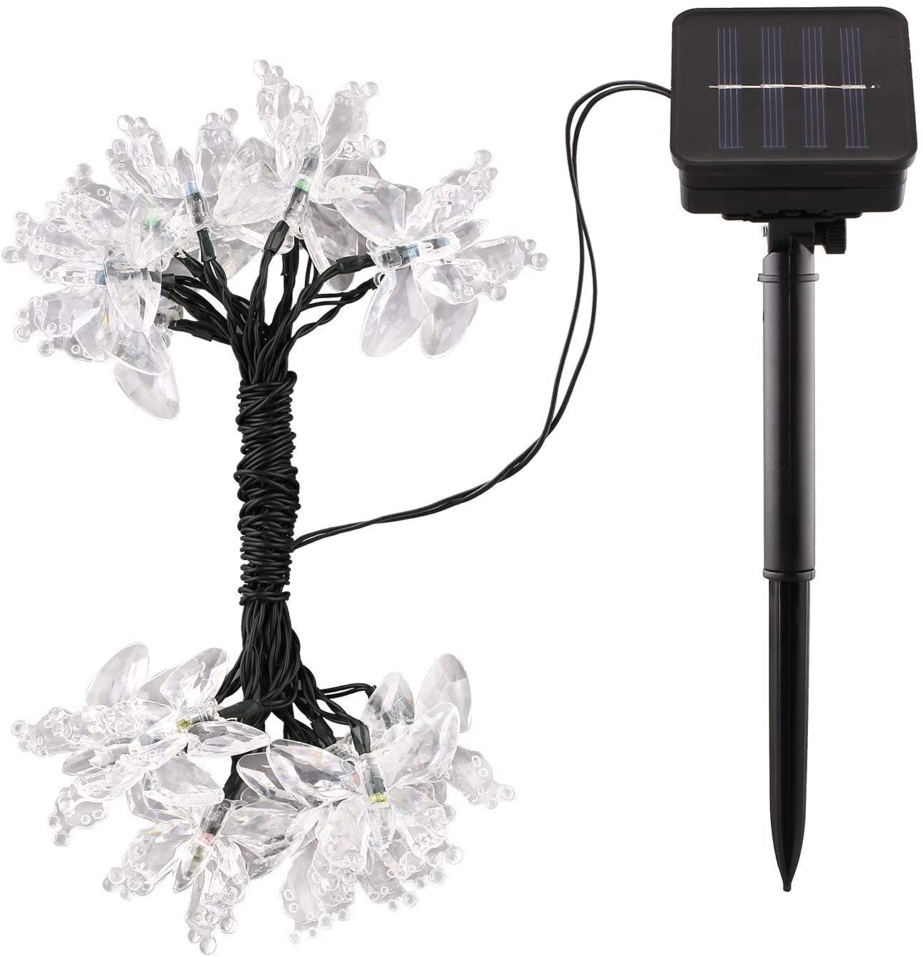 WONFAST Solar String Lights, Waterproof 16ft 20LED Butterfly Christmas Fairy Lights Decorative Lighting for Home Party Wedding Patio Garden Porch Balcony (White)