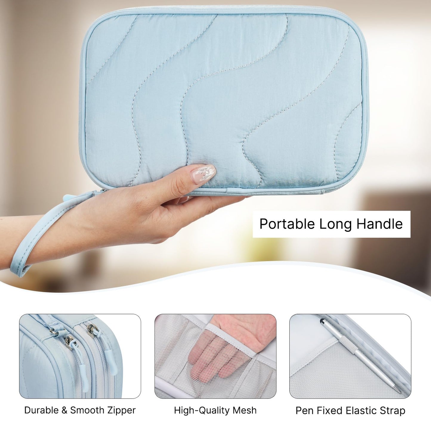 Skycase Tech Pouch - Lightweight Electronics Organizer Travel Case - Double Layers Cable Organizer - All-in-One Storage Bag for Charger, Cord, Phone, Flash Drive, Essentials - XL