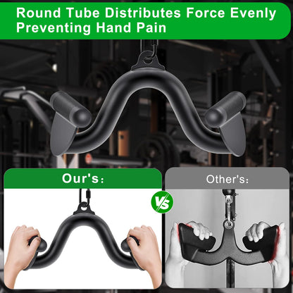 Kipika 12" Lat Pull Down Bars Cable Machine Attachment, Rowing T-bar V-bar Set, Back Strength Training Handle Grips for Cable Machine Rowing Machine
