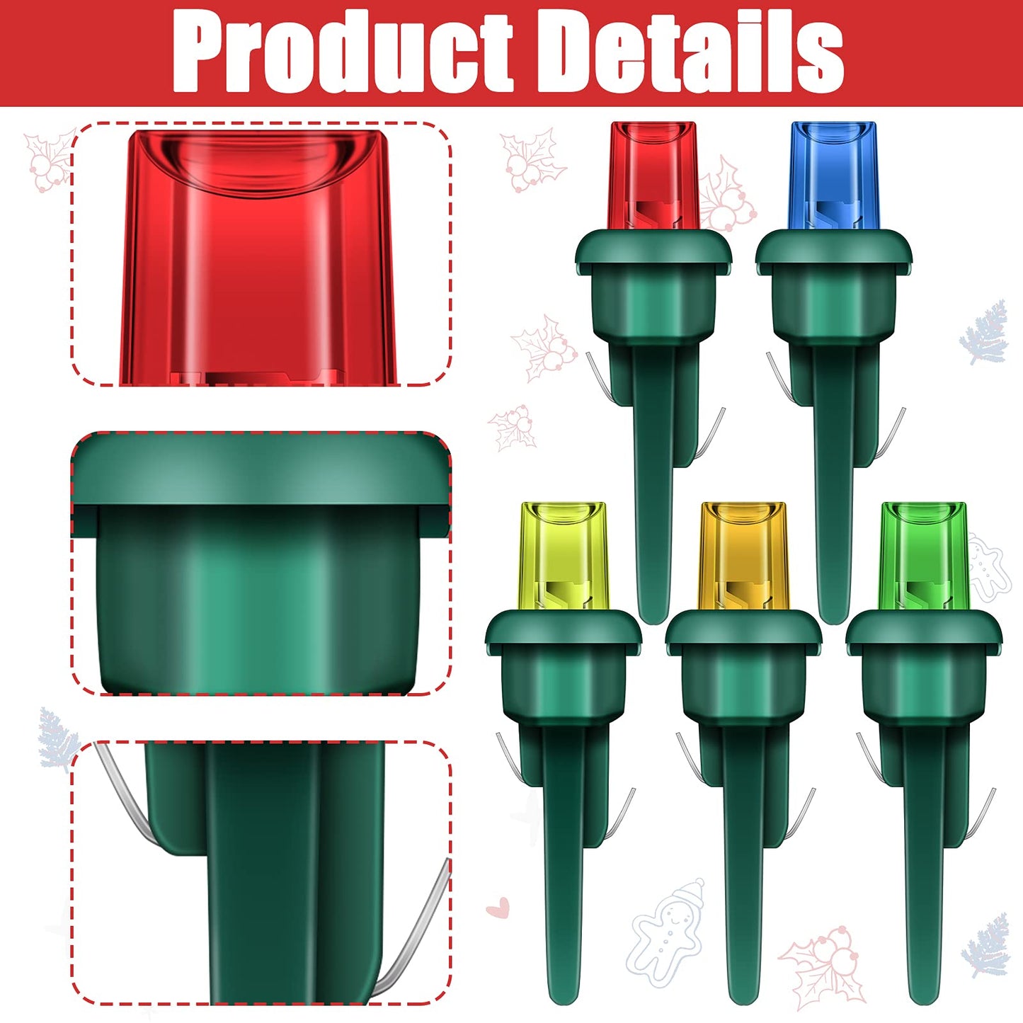 Mudder 80 Pieces Christmas LED Replacement Bulbs Outdoor String Light Replacement Bulbs for Christmas Tree Light Supplies(Simple Style,Red, Yellow, Green, Blue, Orange)