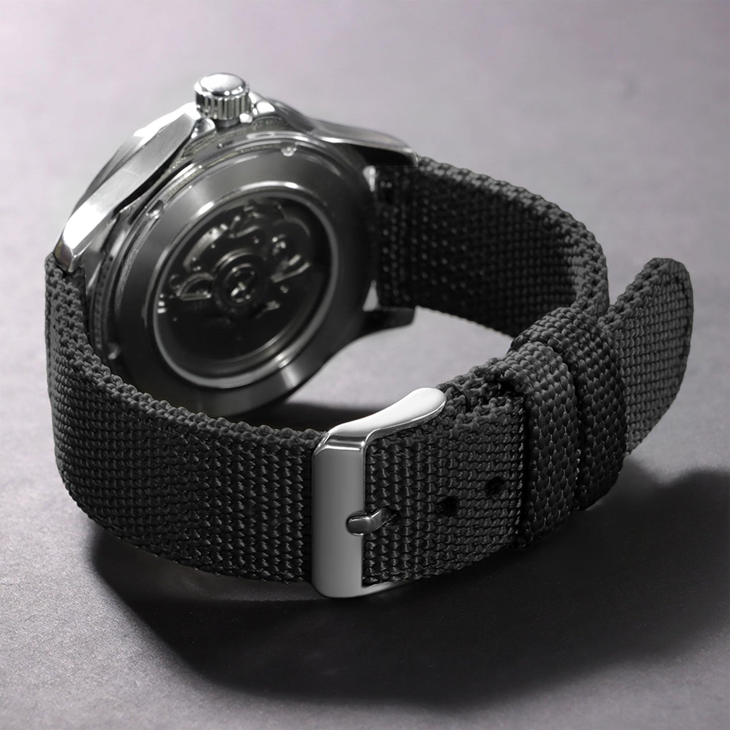 JUNGHELE Nylon watch band for men and women,Quick release Nylon watch strap with Silver Buckle,Black 18mm Canvas Watch Strap