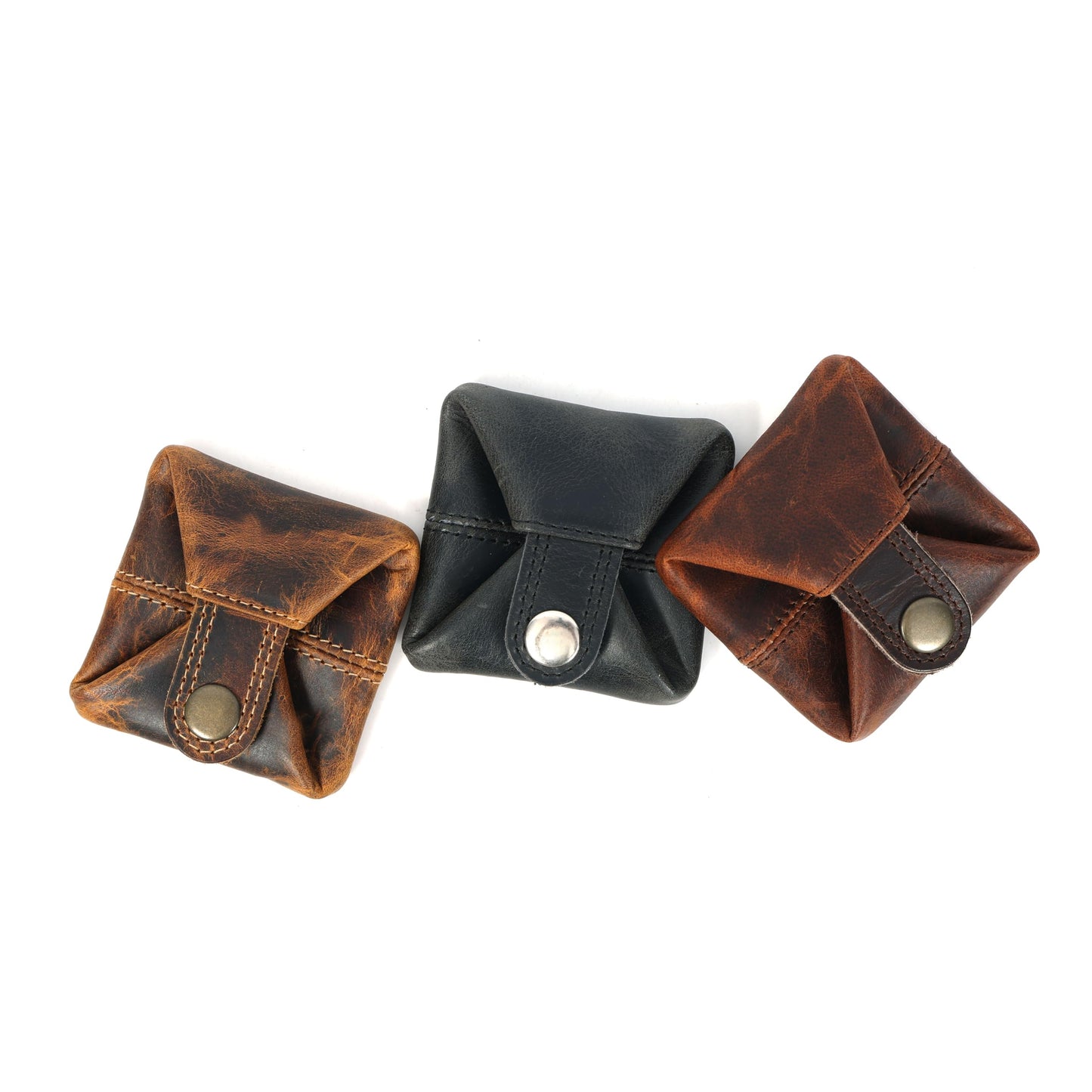 Leather Coin Pouch - Compact Change Holder and Mini Pocket Wallet for Men & Women (Antique Brown)
