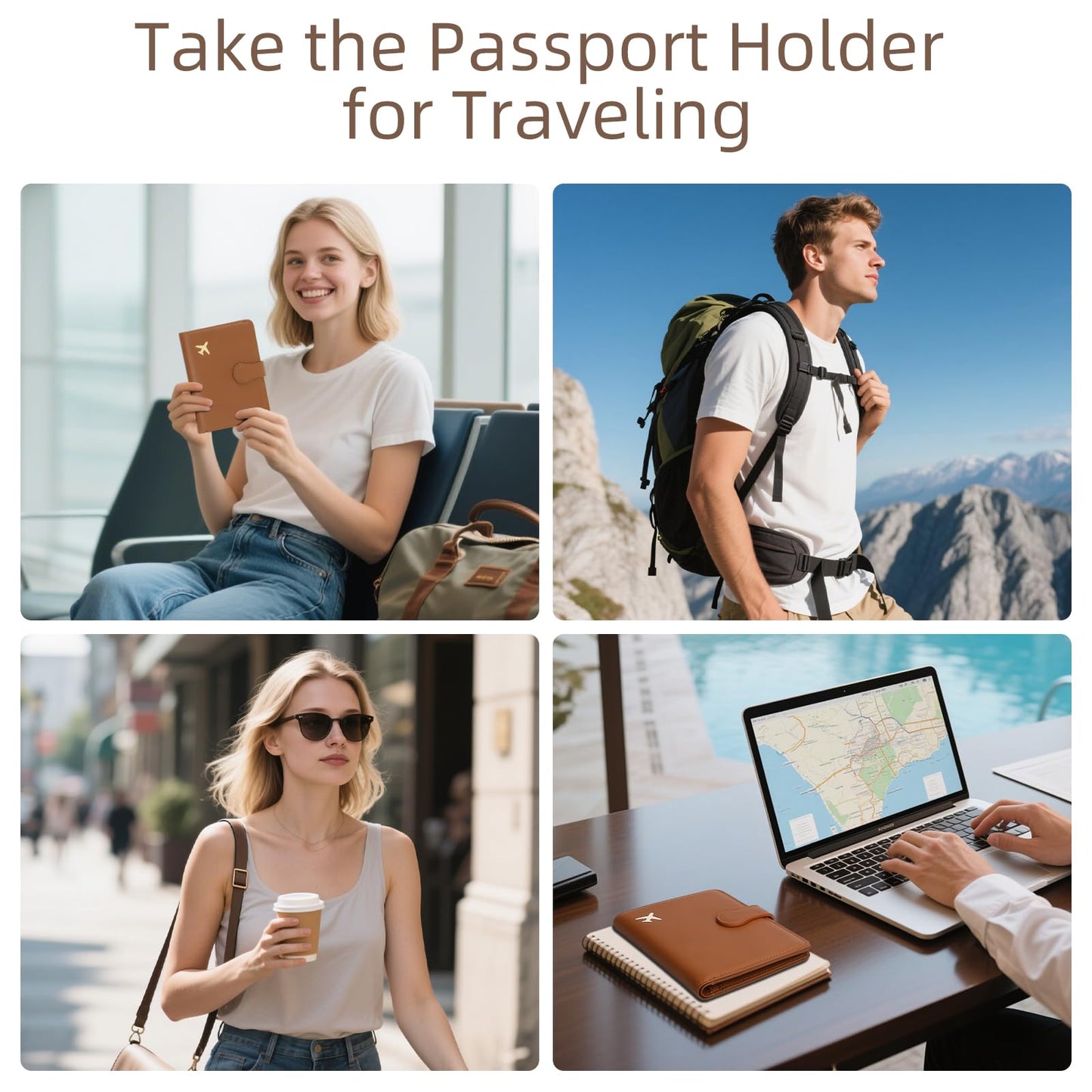 ZOPPEN Rfid Passport Holder for Travel, Passport Cover Wallet Case Travel Essentials Document Organizer, Card Holder Travel Wallet Womens Men, Brown
