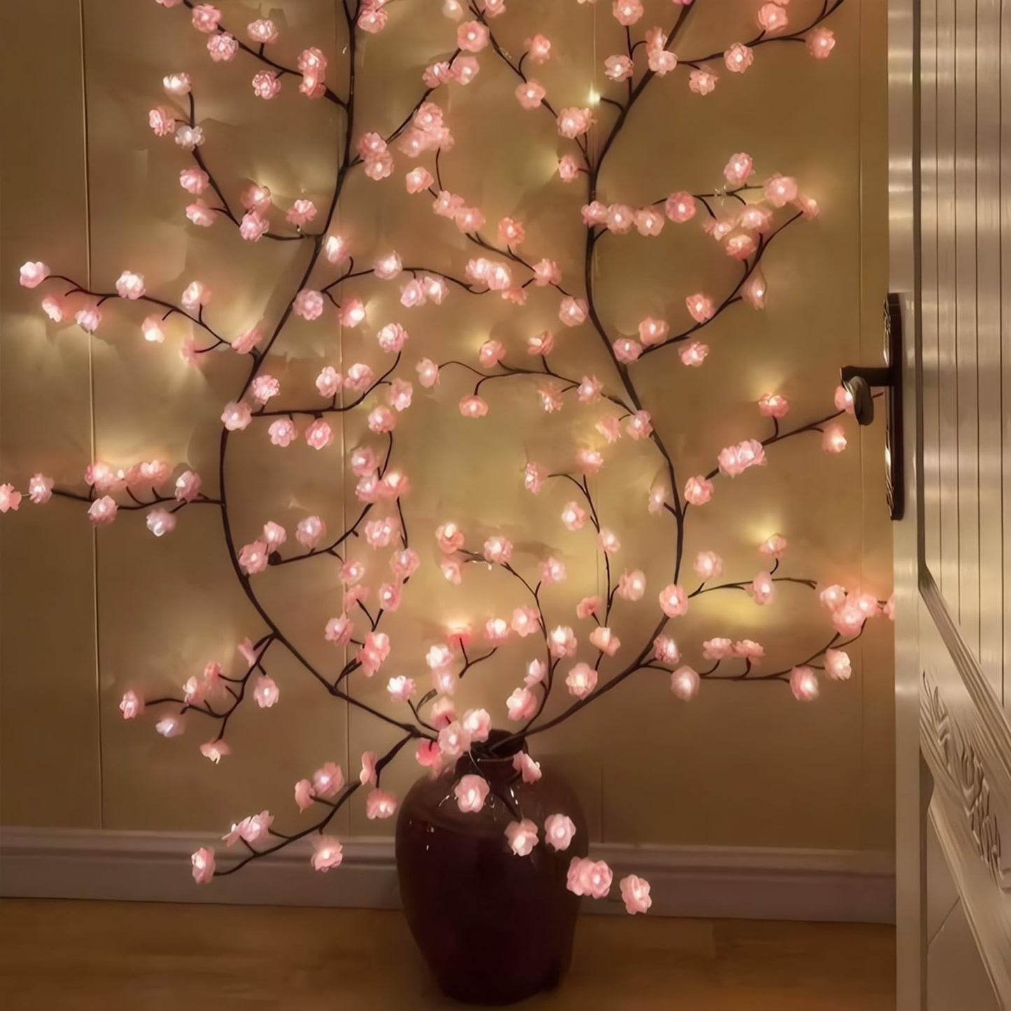 BomKra Cherry Blossom Tree Branch Lights for Wall,Cherry Enchanted Willow Vine Lights,with 72 LED and 8 Lighting Modes,Remote Timer,for Bedroom Wall Doors Windows Wedding Christmas Holiday (63inch)