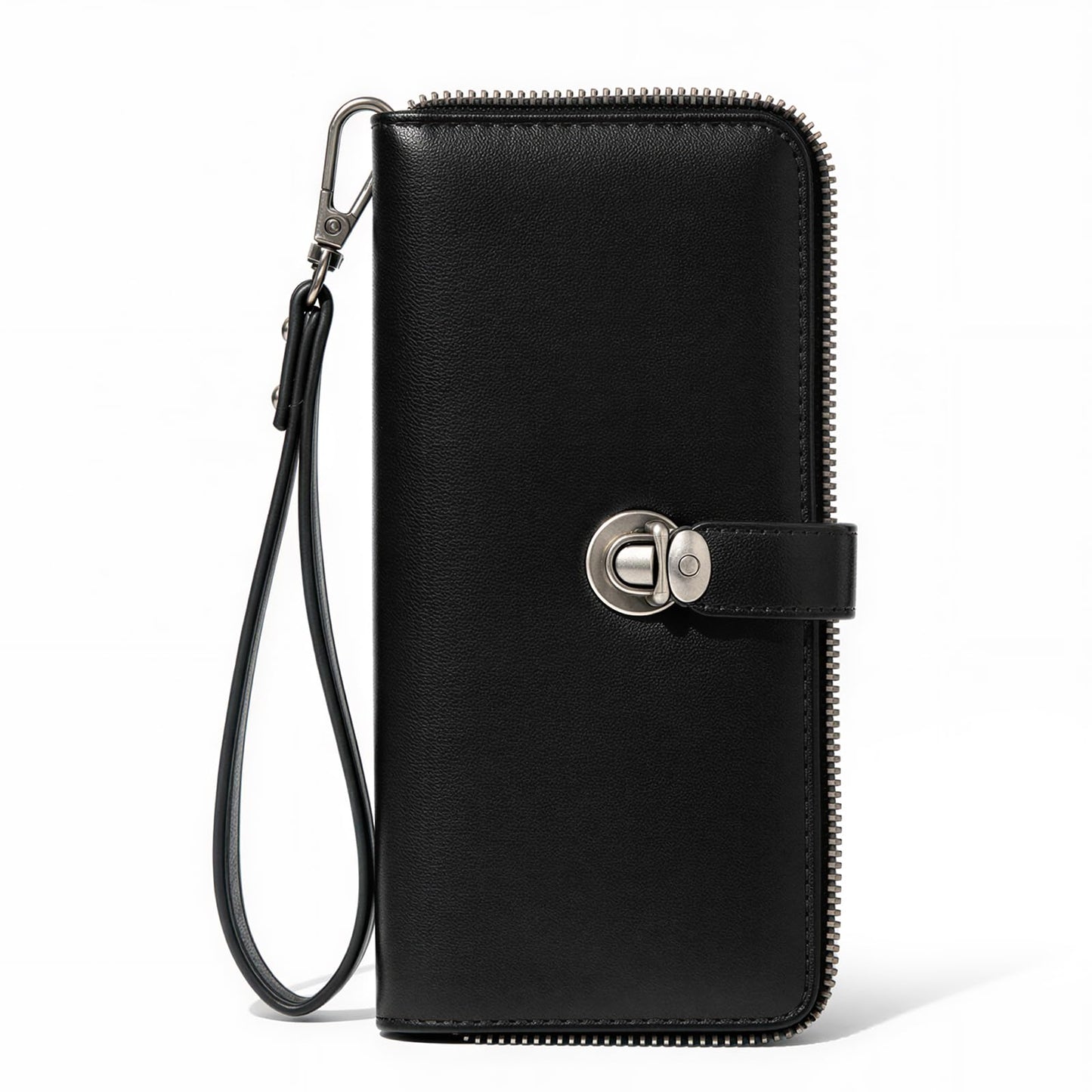 Montana West Black Wallet for Women Large Capacity Wristlet Wallets, Card Cases & Money Organizers Ladies Female Bifold Clutch Wallet Minimalist Credit Card Cash Wallets with ID Window and Latch