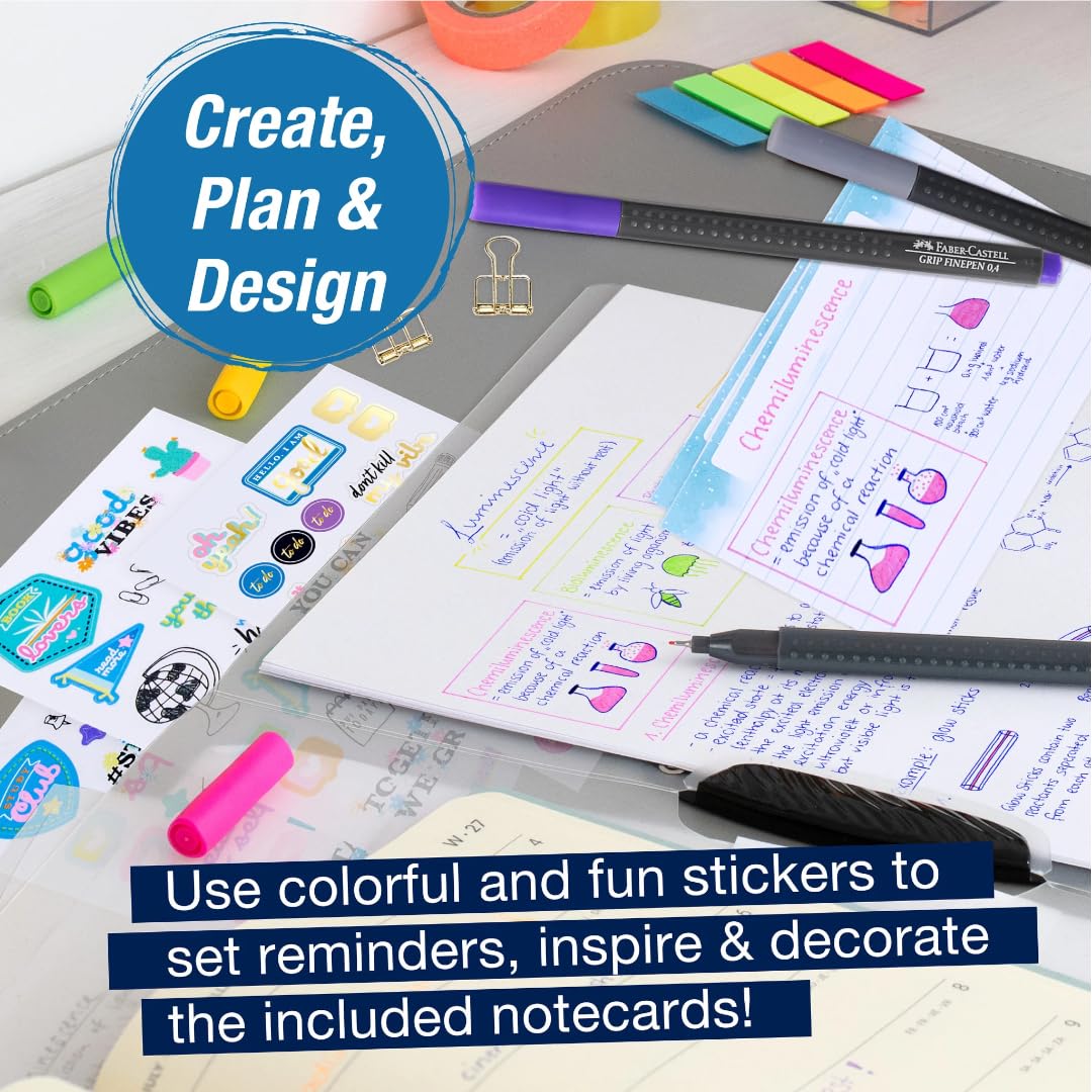 Faber-Castell Essential Note Taking Supplies - Studying Essentials Set with 6 Fineliner Journal Pens, College School Supplies, Stationary and Planner Accessories