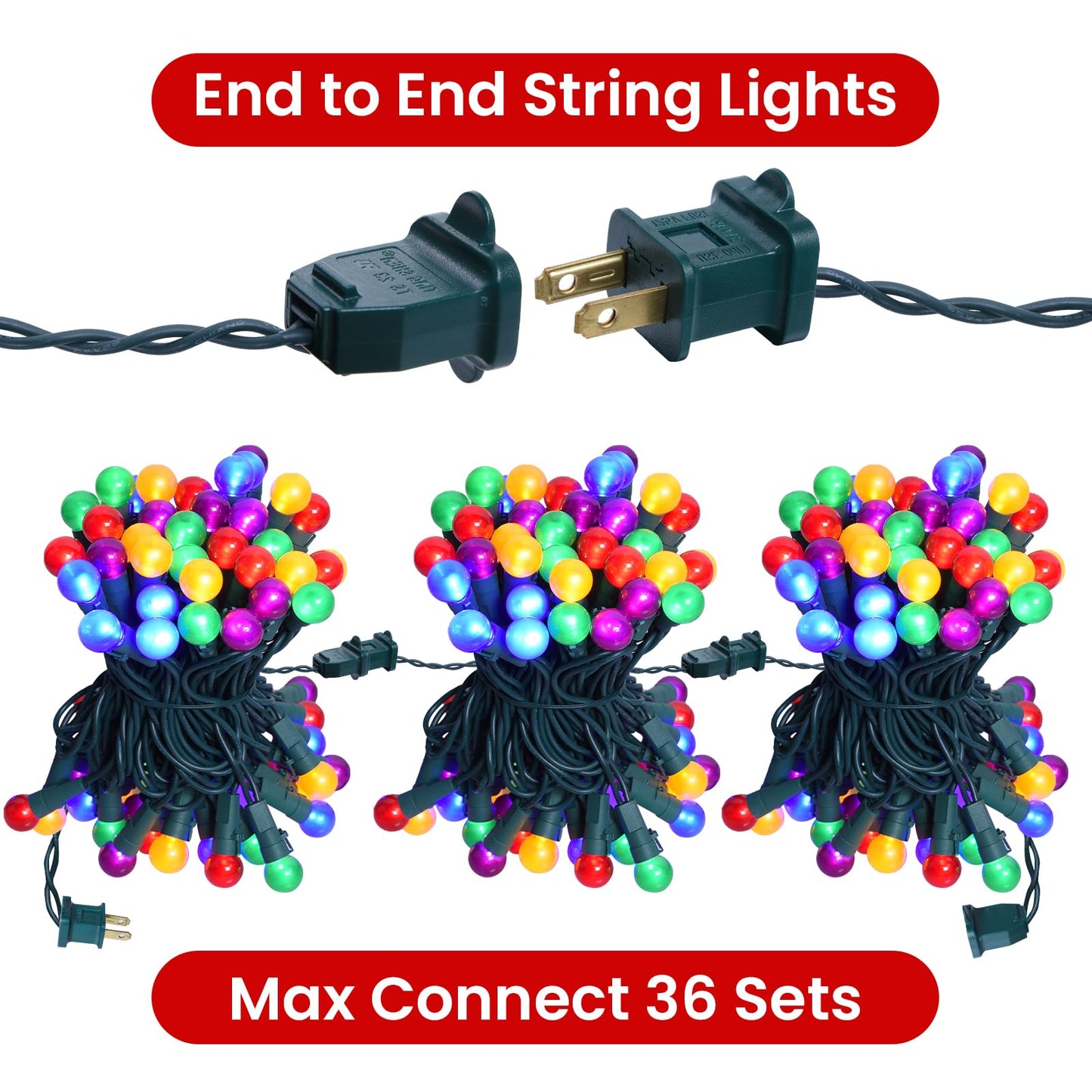 Lycklig Christmas Lights Outdoor 19Ft 70 LED Chritmas Globe String Lights with Pearlized Glass Bulb UL Certified Christmas Tree Lights for Tree Decor