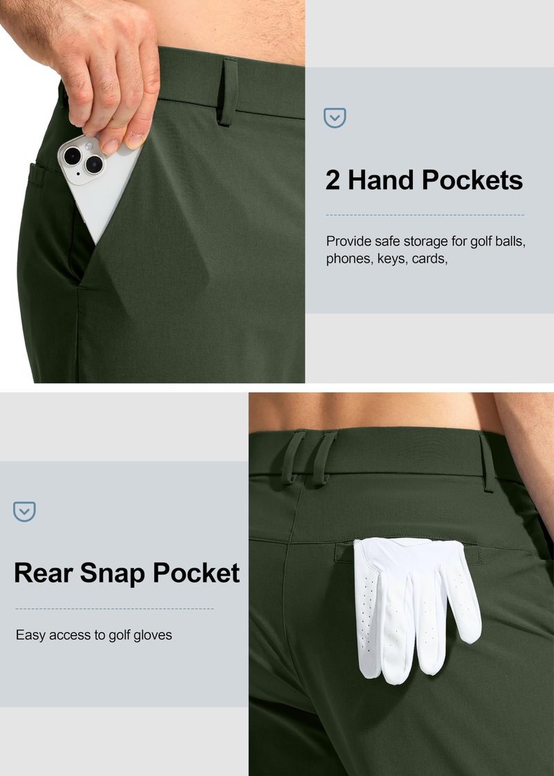 Pudolla Men's Golf Pants Mens Dress Slacks Pants Stretch Work Comfy Pants 30 Quick Dry Casual Trousers with Pockets(Stone Slab Blue 36Wx30L)