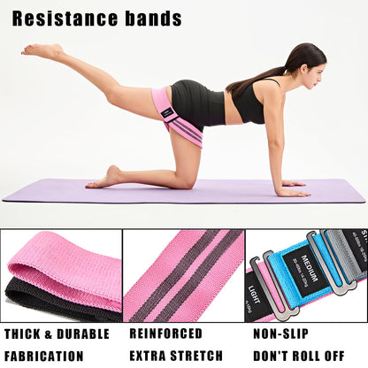 Adjustable Fabric Resistance Bands for Squats, Glutes & Legs – 5 Levels of Customizable Size, Width & Tension, Non-Slip Booty Bands for Men and Women, Pilates & Yoga Workouts