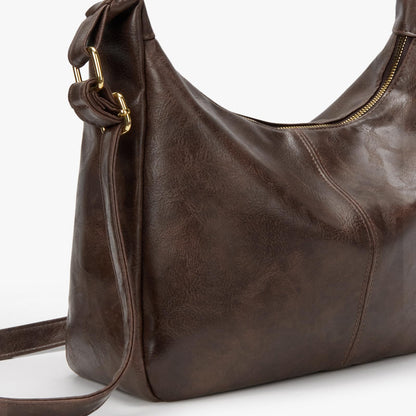 Brown Shoulder Bag for Women,Brown Leather Purse Slouchy Hobo Bags Everyday Purse Daily Commuting Bag with Zipper