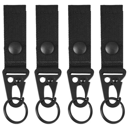 TRIWONDER Tactical Molle Key Ring Gear Key Keeper Nylon Keychain Belt Pouch Key Chain Webbing Holder Military Utility Hanger Keychain Hook (Black - 4)