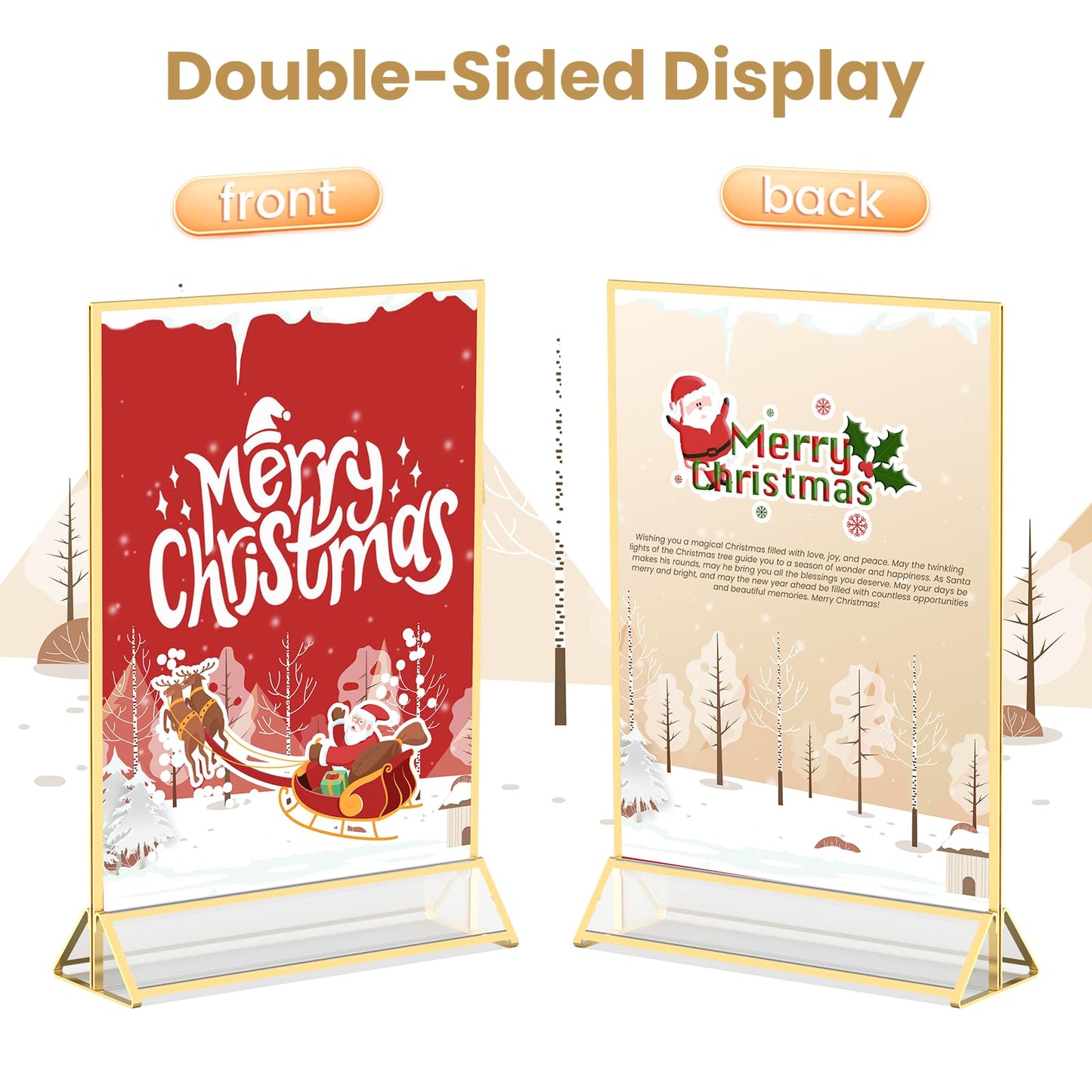 YOAEAILY Acrylic Sign Holder 8.5X11 Gold Frames Double-Sided Gold Picture Frames for Flyer Holder Menu Holder Wedding Table Number Holder Christmas Photo Frame with Removable Sticky Dots -6 Pack