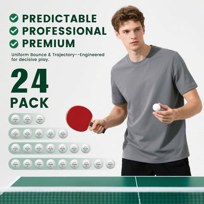 Premium 3-Star White Table Tennis Balls - 24 Pack | 40+ ABS Regulation for Competition & Training
