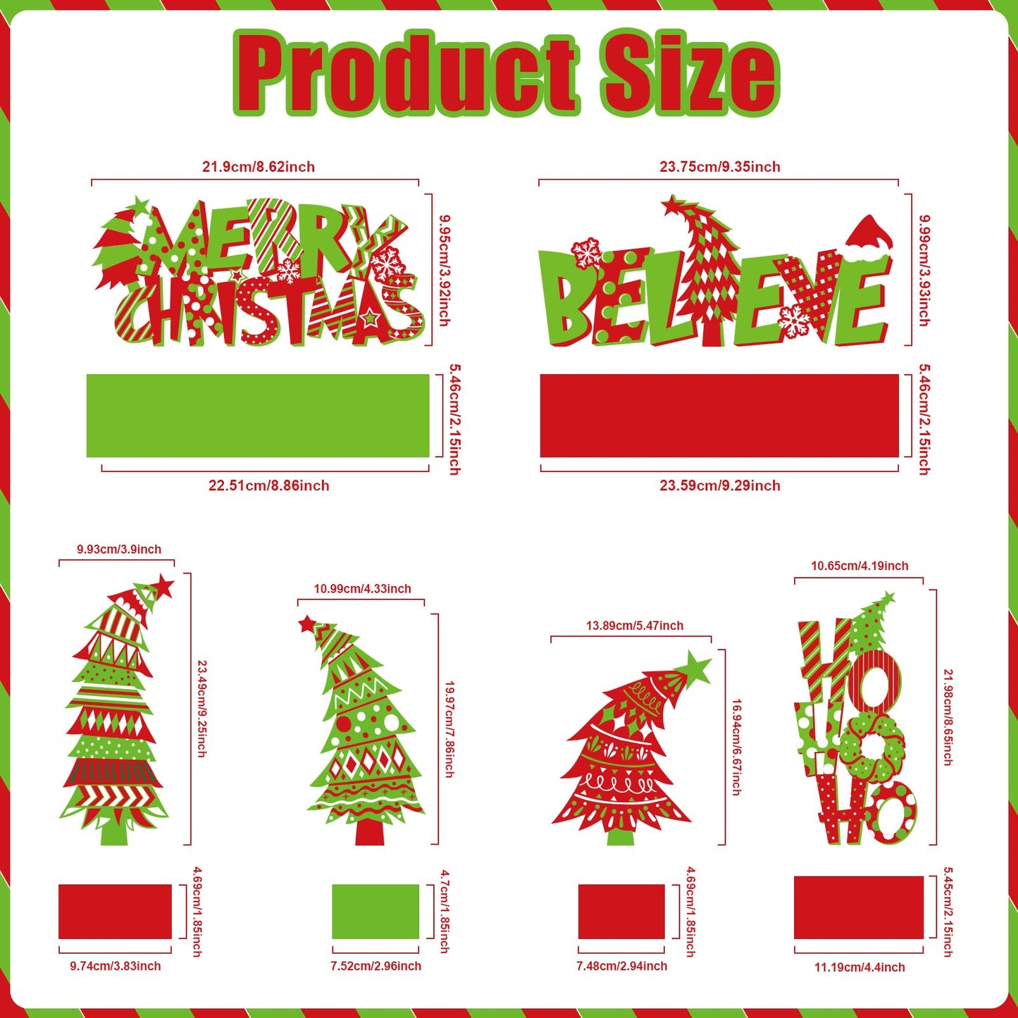 Cinrobiye 6 Pcs Christmas Table Decorations, Red Green Whoville Crooked Christmas Tree Centerpieces Farmhouse Wood Xmas Tabletop Xmas Signs for Home Mantel Fireplace Holiday Party Supplies Decor