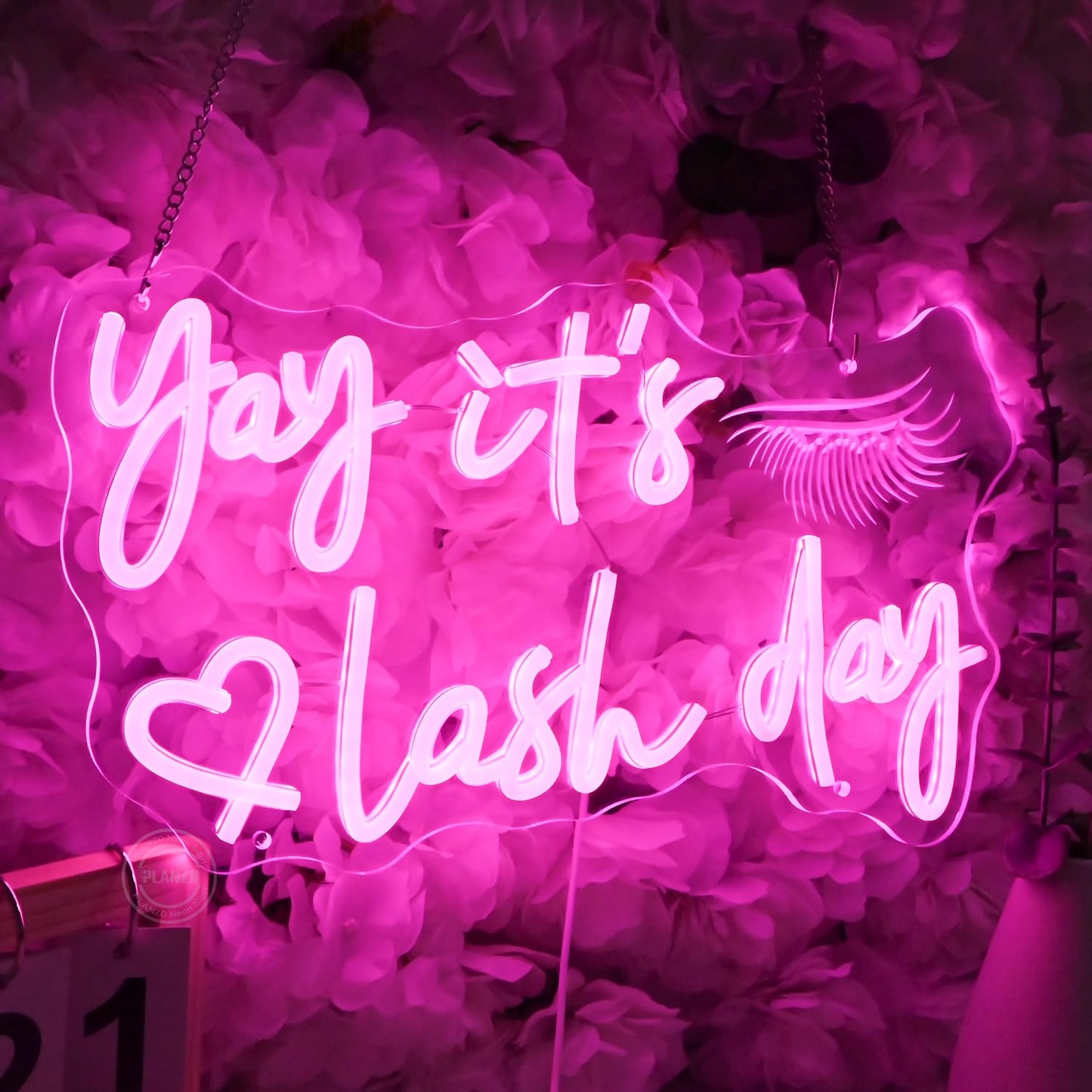 Planzo Yay It’s Lash Day Neon Sign Light for Lash Room Nail Studio Beauty Salon Pink LED Wall Sign Girl Makeup Bedroom Neon Light Wall Decor Lady Birthday Christmas Lash Tech Gift 5V USB 15.75"