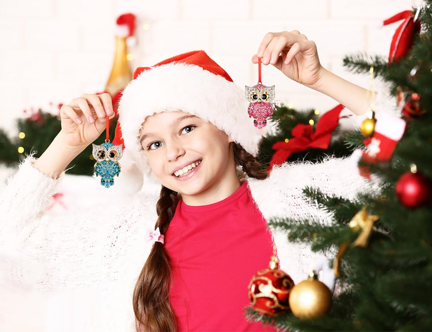 WaaHome Metal Owl Christmas Ornaments 2026 - Pink Owl Keepsake Ornaments for Christmas Tree Decorations Gifts for Women Girls Mom Owls Lovers