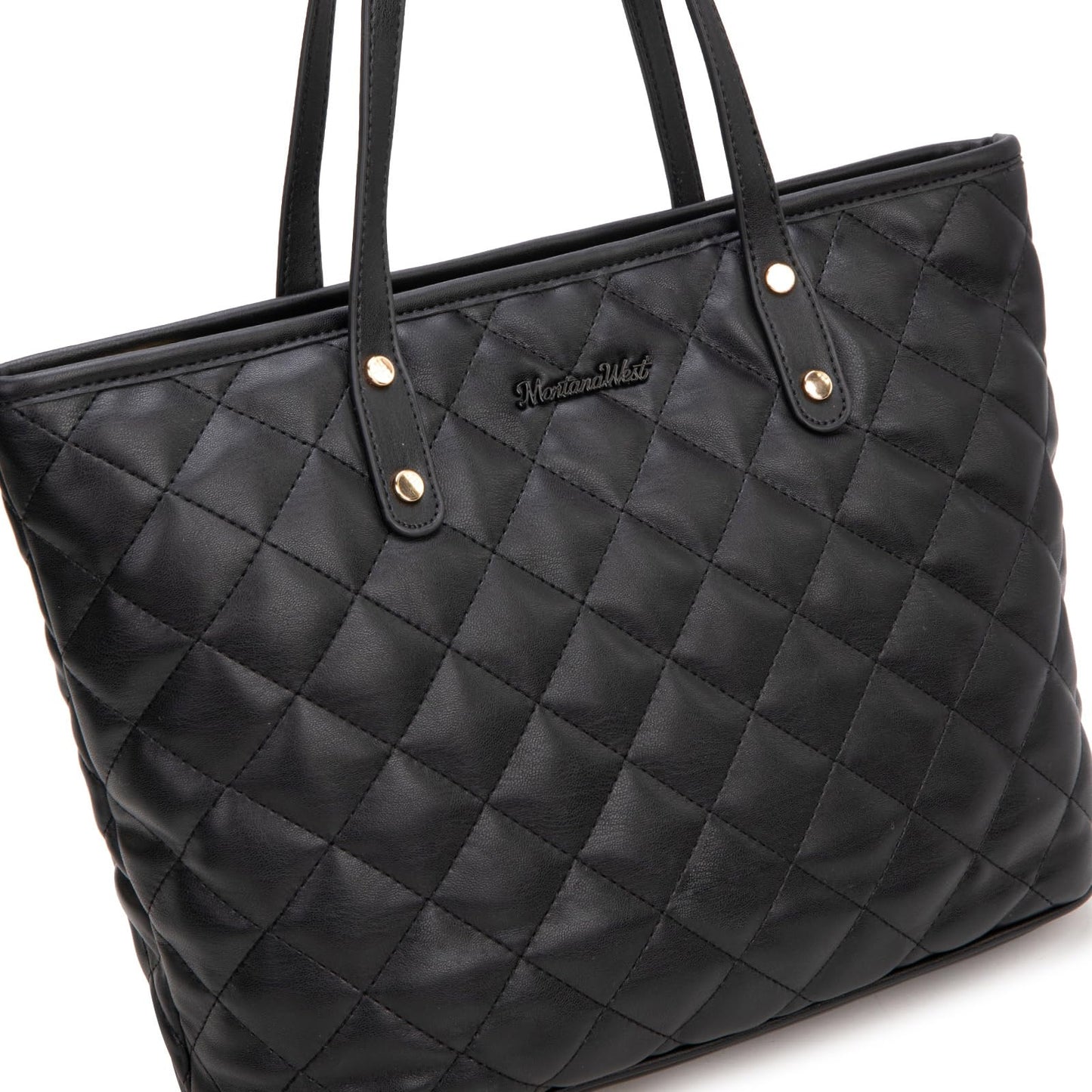 Montana West quilted black tote bag for women large tote purse for women shoulder bag womens handbags hobo purse with top zipper MWC-084BBK