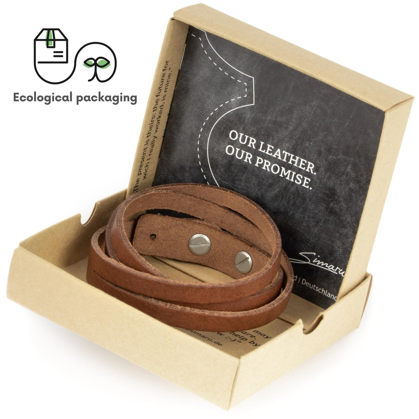 Simaru Premium Genuine Leather Bracelet - Handcrafted in Germany, Elegant & Durable (Light brown)