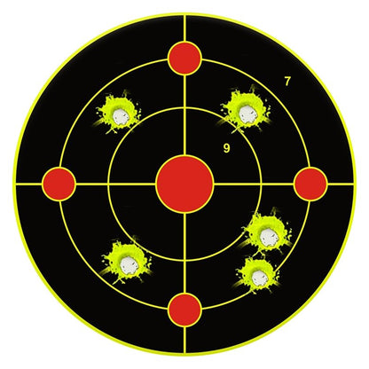 NYEONHRT 6" Shooting Targets Splatter Target Stickers, 100 Pcs Self Adhesive Paper Targets for Shooting Range with Fluorescent Yellow Impact Feedback for Gun Airsoft Rifle Shooting Accessories