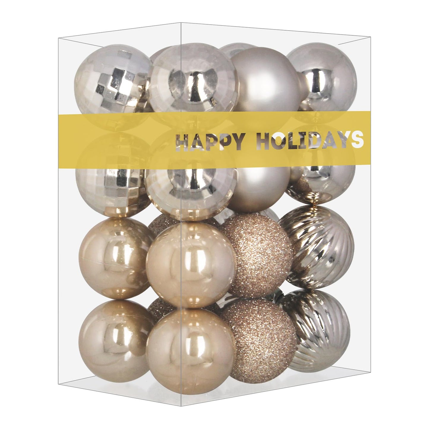 Champagne Gold 2.5" Christmas Balls Christmas Tree Decoration Ornaments Shatterproof Hanging Balls for Birthday Halloween Holiday Wedding Decorations Set of 24pcs