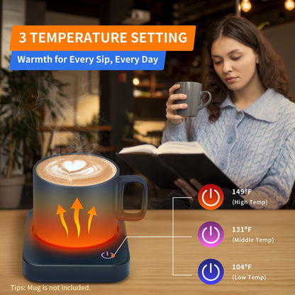 VOBAGA Mug Warmer Set, Coffee Warmer for Desk with 11oz Ceramic Mug, Auto Shut Off & 3-Temp Settings, Smart Coffee Cup Warmer, Home Office Essentials Coffee Set