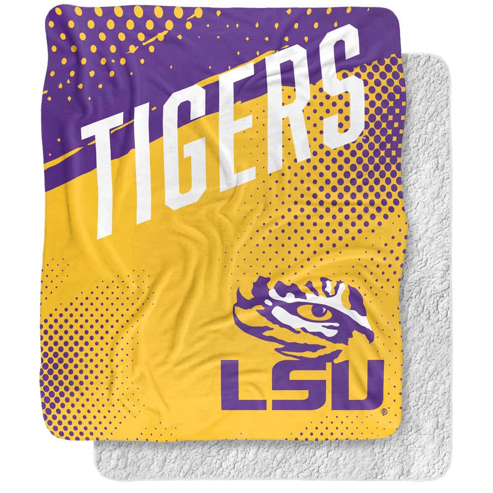 LOGOVISION Louisiana State University Fan Zone Silky Touch Sherpa Back Super Soft Throw Blanket 50"x60"