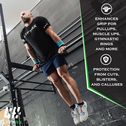 LYFT-RX Valiant Grips, Rubber Coated, No-Hole Fingerless Hand/Palm Grips w/Heavy-Duty Wrist Strap, Non-Slip, No Chalk Needed, for Weightlifting, Gym, Cross Fitness, Pull-Ups, Gymnastics, Size X-Large