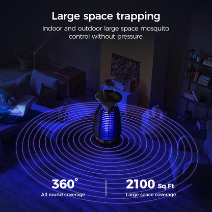 Outdoor Bug Zapper with LED Light - Electric Mosquito Killer Fly Trap Insect Zapper Outdoor and Indoor for Home Kitchen, Patio, Backyard