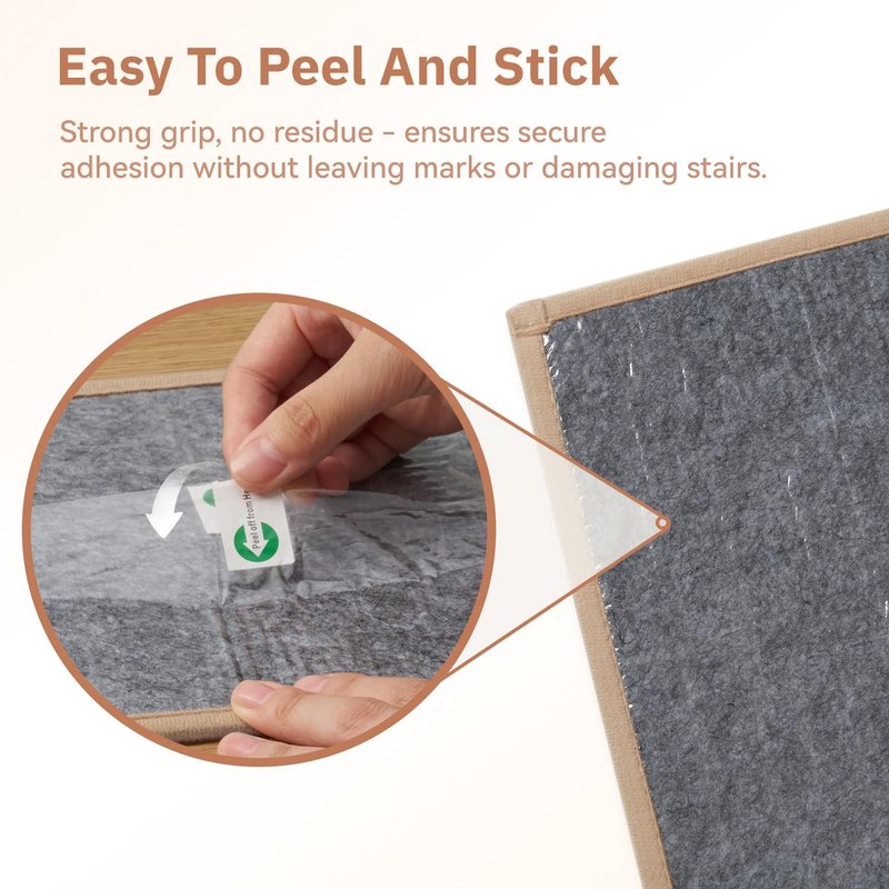 15PC Jute Stair Treads for Wooden Steps-Non Slip Peel and Stick Stair Treads Indoor, Adhesive Staircase Step Treads Residue Free, Cat-Friendly & Scratch-Resistant Durable Stair Runner Rug,8"x30" Beige