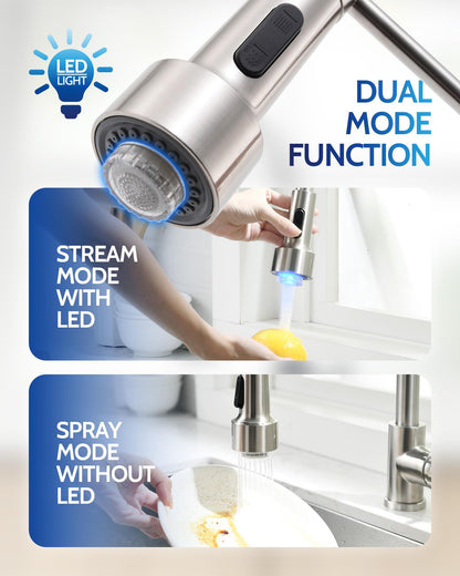 Kitchen Faucet with Pull Down Sprayer, High Arc Single Handle Stainless Steel Kitchen Sink Faucet with Sprayer for Rv Camper, Matte Black