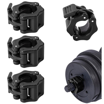 4 Pack Dumbbell Barbell Clamps 30mm, Quick Release Weight Bar Collars, Secure Locking Barbell Clips for Weightlifting, Workout, Strength Training & Fitness Accessories (Black)